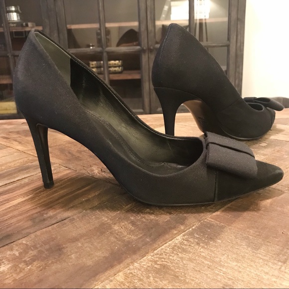 Tory Burch Aria Grossgrain Ribbon Bow Pump Black - Picture 2 of 6